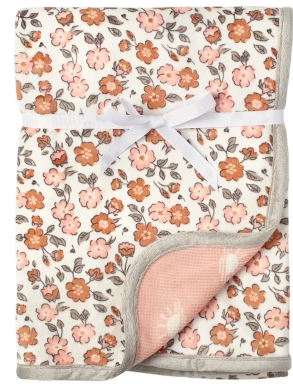 Plush Floral Baby Blanket - Pink & Peach Bloom